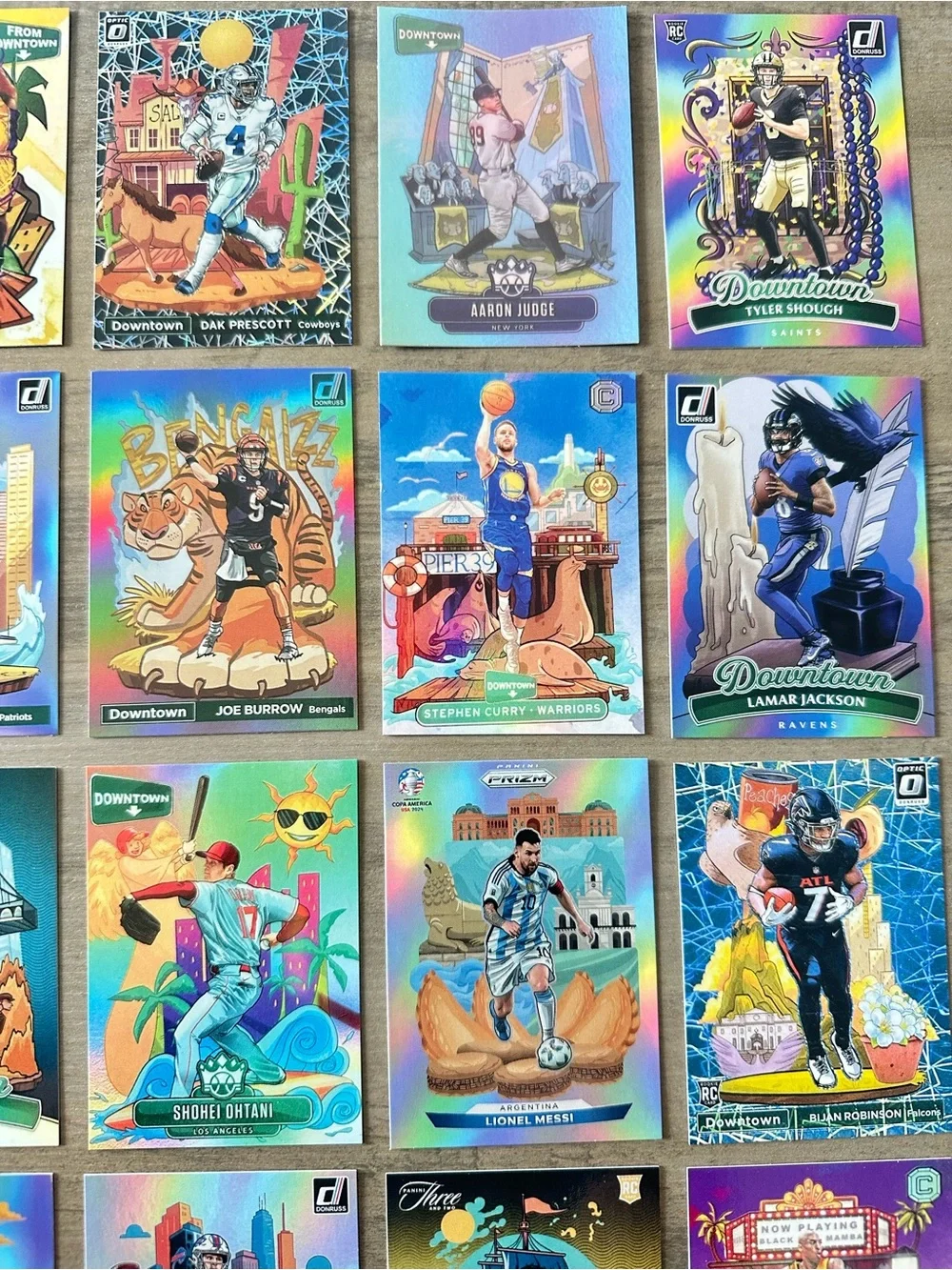 Downtown Lot of (25) Brady, Ohtani, Messi, , Kobe, Jordan, etc.. Novelty Cards